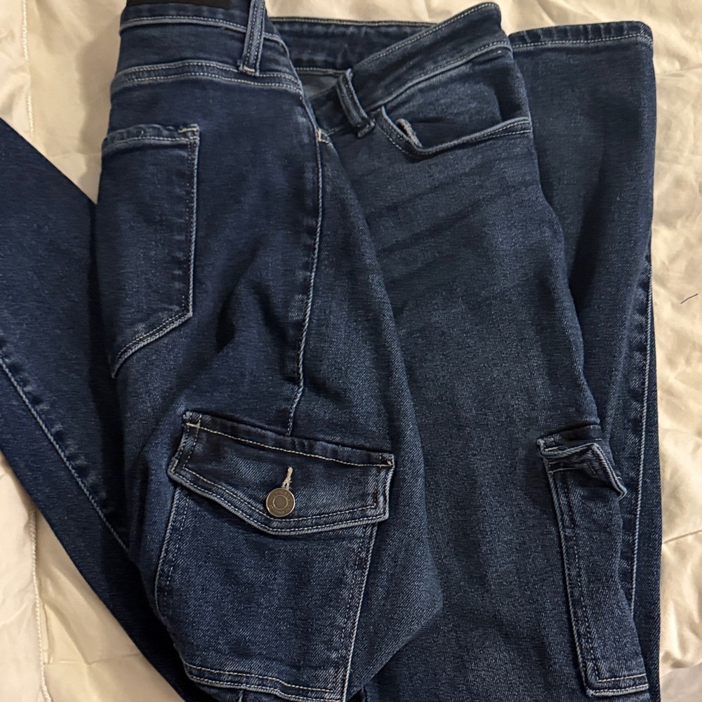Dark Blue Denim Cargo Jeans